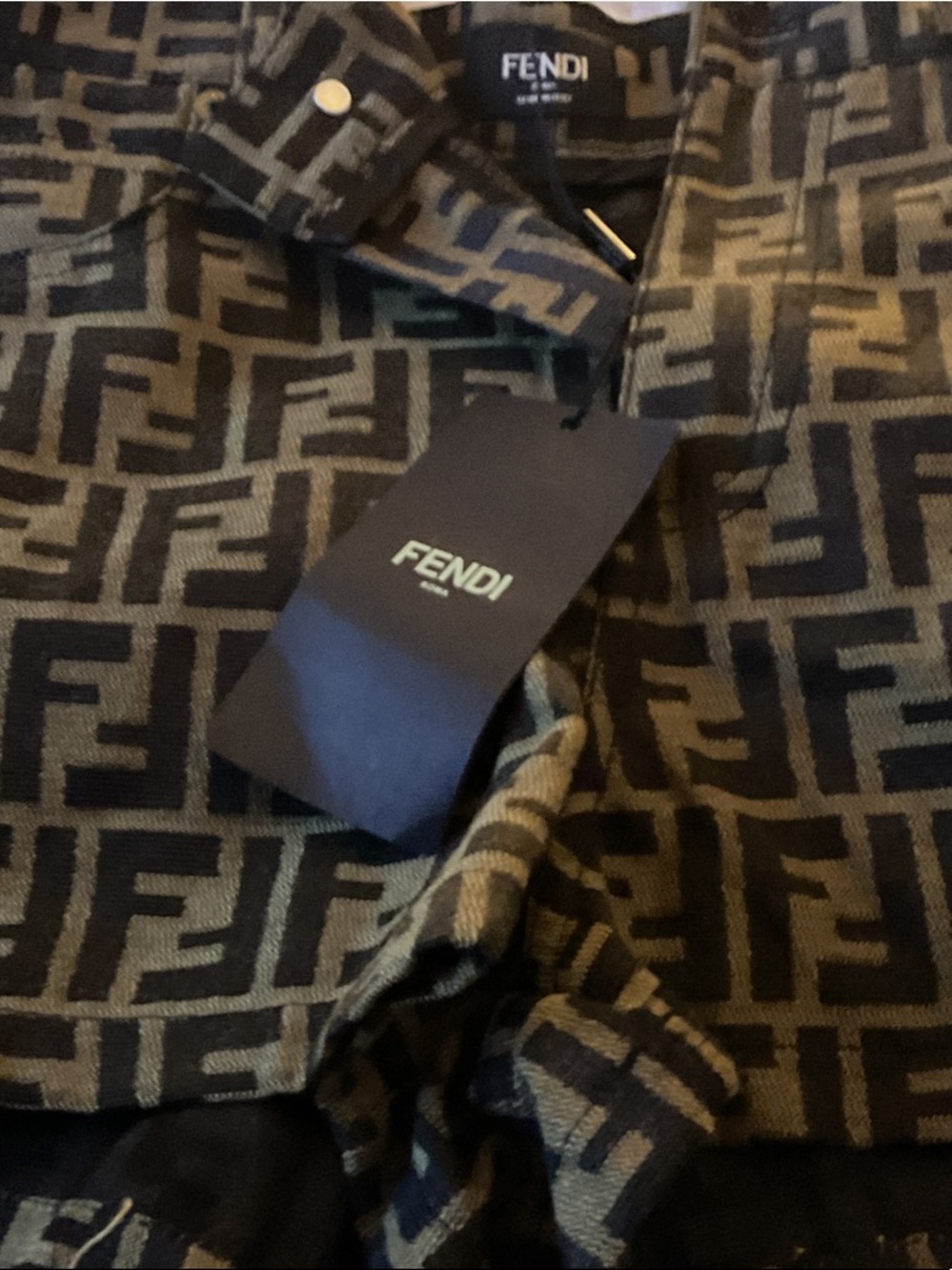 Fendi FF Monogram Button Shirt Jacket in Brown and Black